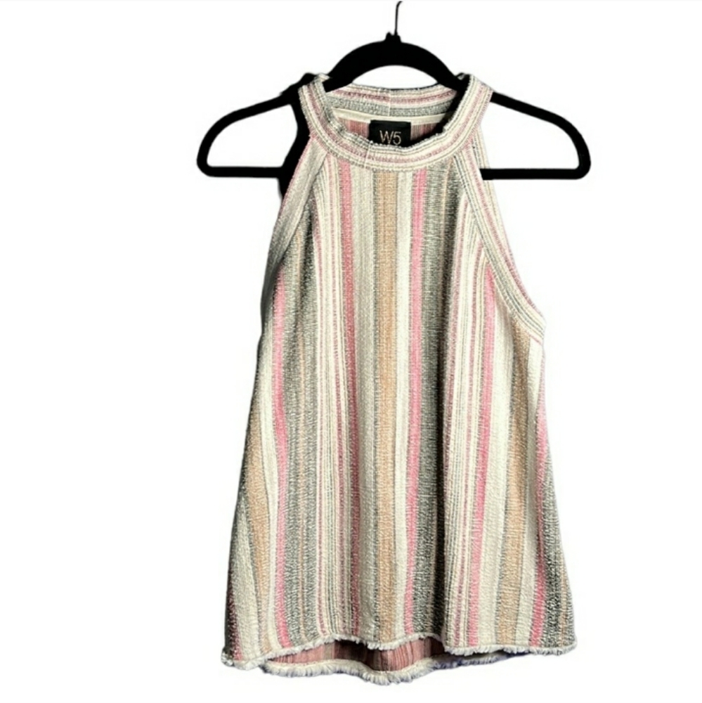 W5 Anthropologie Multicolor Striped High Neck top, size M - Picture 2 of 6
